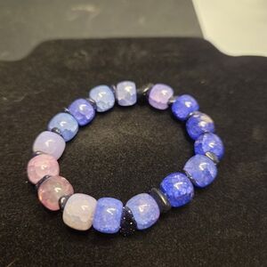 Elegant Blue and Pink Beaded Bracelet